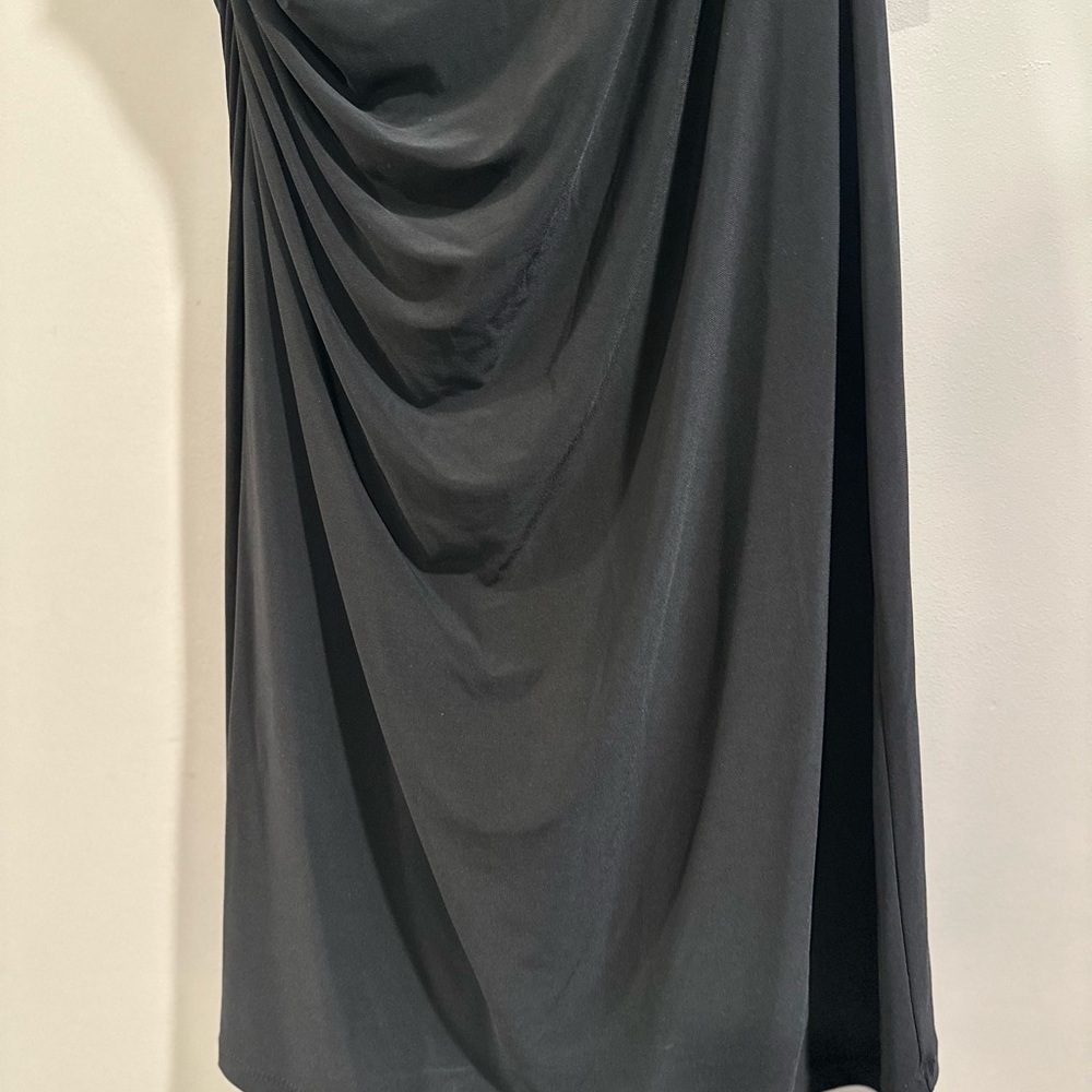 Black Label by Evan Picone Black Bodycon Evening Bead Cocktail Midi Dress Size14 - Picture 8 of 16